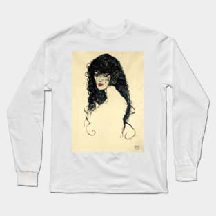 Portrait of a Woman with Black Hair (1914) by Egon Schiele Long Sleeve T-Shirt